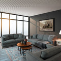 Aspen Grey Linen Loveseat Grey Wood Linen