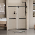 44 48 In. W X 76 In. H Semi Frameless Shower Door, Double Sliding Shower Door, 5 16
