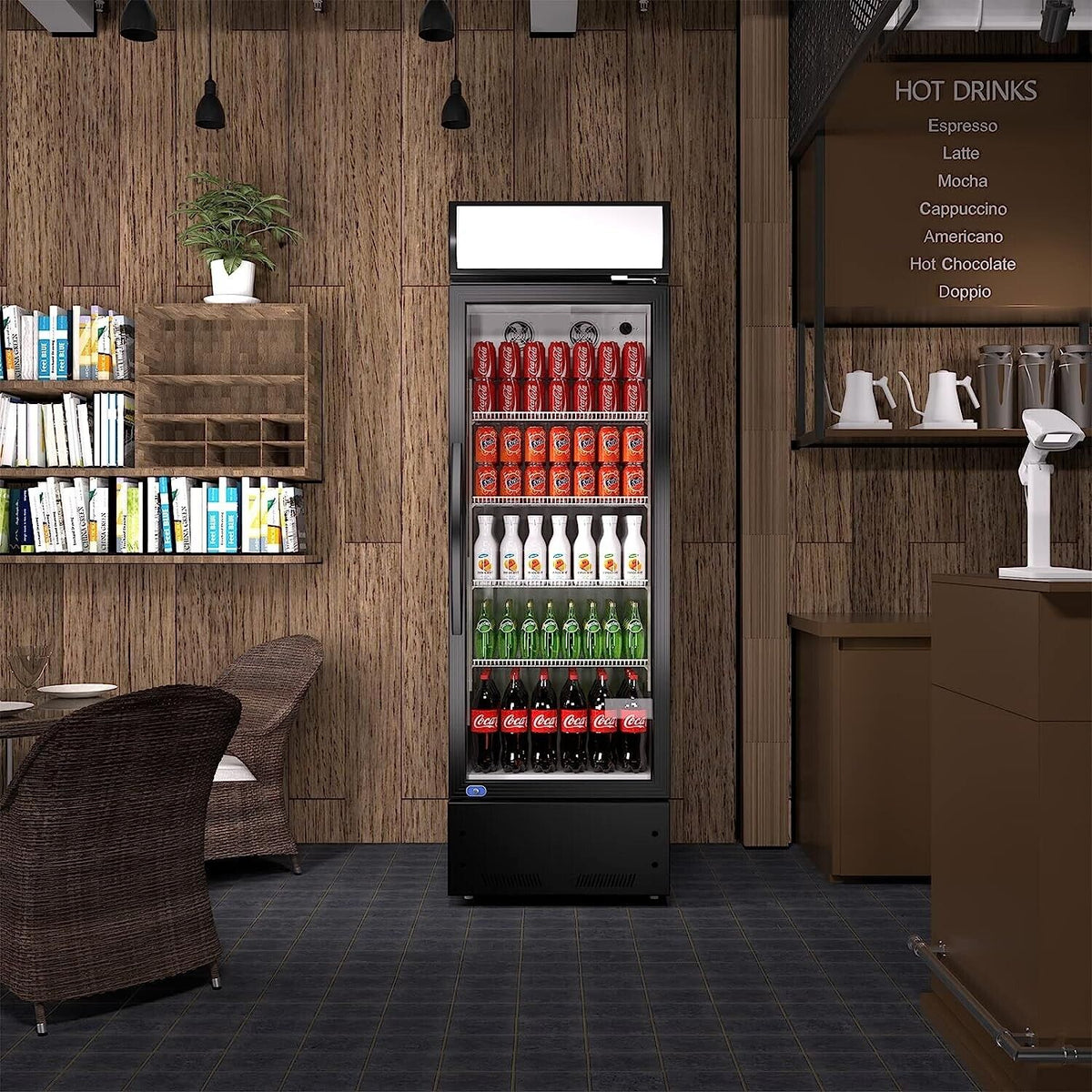 23" Single Glass Door Refrigerator With Led Lights Inside The Catsers Etl Nsf Approved Antique Black American Design Polyurethane Foam Abs Steel Q235