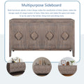 Carved Flower Door Handle, Antique Four Door Cabinet For Living Room Kitchen Hallway Brown Antique Brown Mdf