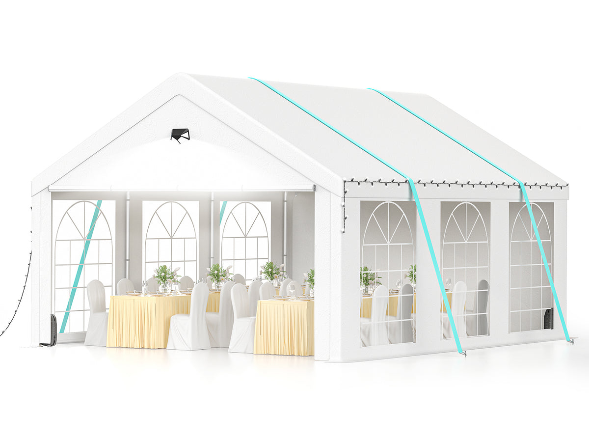 Sannwsg Party Tent 10X20Ft Heavy Duty Canopy Tent With Removable Sidewals,Outdoor Waiterpro Patio Camping Gazebo Sheter,Perect For Wedding Holday Bithday Bba Backyard Evening Tent White Garden & Outdoor Metal