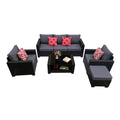 Outdoor Garden Patio Furniture 7 Piece Pe Rattan Wicker Cushioned Sofa Sets And Coffee Table, Patio Furniture Set Outdoor Couch Outdoor Couch Patio Furniture Outdoor Sofa Patio Couch Yes Complete Patio Set Gray Seats 6 Weather Resistant Frame Water