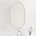 Silver 20 X 33 Inch Metal Oval Mirror Silver Classic Mdf Glass Aluminium Alloy