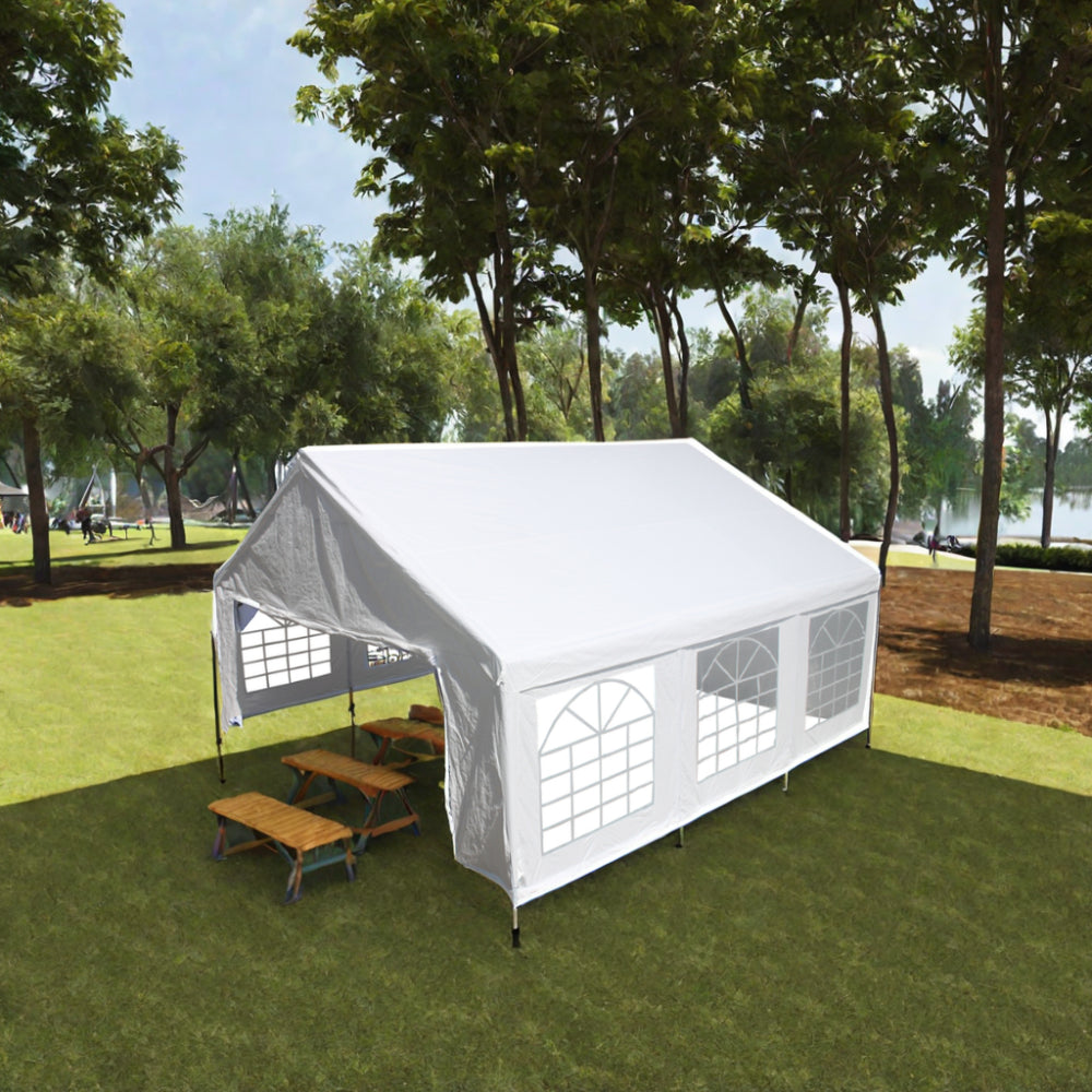 20X20 Feet Party Tent Heavy Duty Marquee Canopy Outdoor Wedding Tent Carport Events Shelter Tent For Parties Bbq With Storgae Carry Bags White Garden & Outdoor American Traditional Uv Resistant