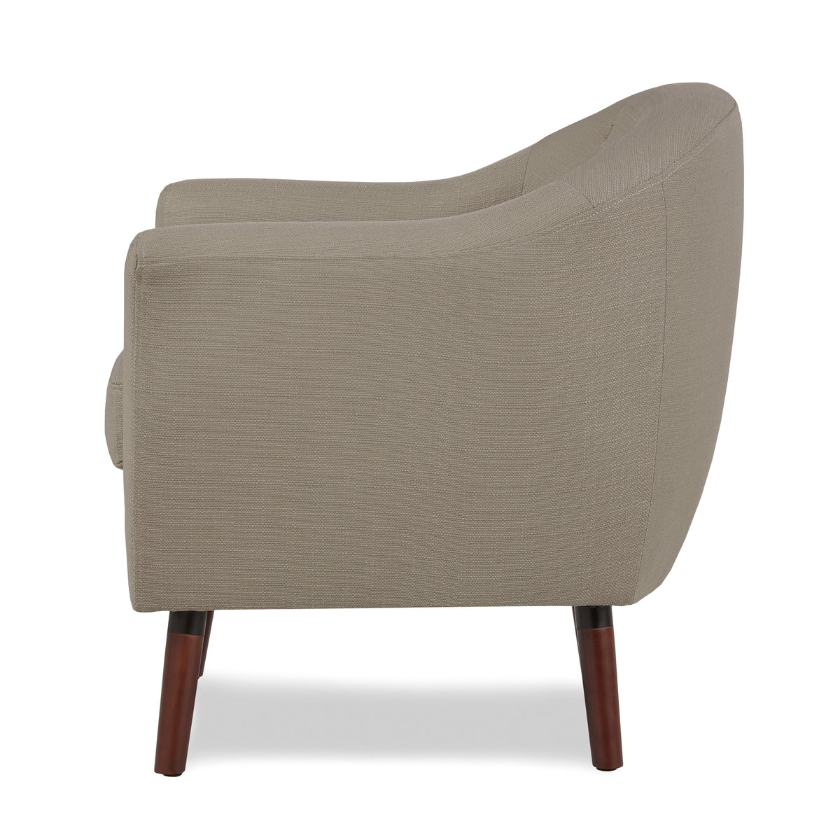 Beige Fabric Upholstered Accent Chair 1Pc Espresso Finish Legs Button Tufted Solid Wood Furniture Living Room Chair Beige Primary Living Space Mid Century Modern,Retro Solid Wood