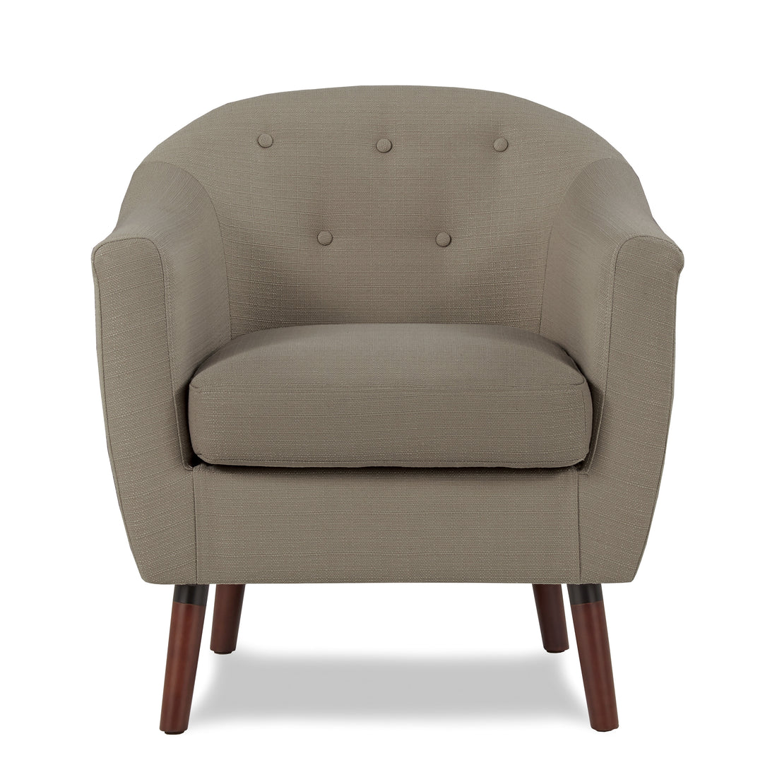 Beige Fabric Upholstered Accent Chair 1Pc Espresso Finish Legs Button Tufted Solid Wood Furniture Living Room Chair Beige Primary Living Space Mid Century Modern,Retro Solid Wood