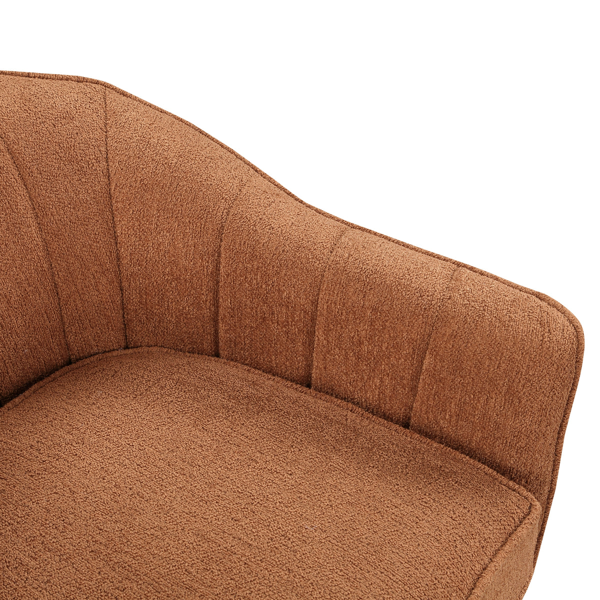 Mid Century Modern Accent Chair 1Pc Rust Hued Chenille Fabric Upholstered Channel Stitched Back Brown Legs Solid Wood Furniture Rust Primary Living Space Mid Century Modern Solid Wood