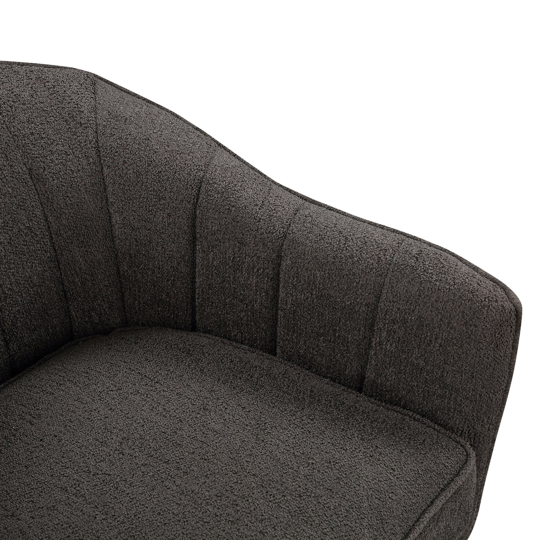 Mid Century Modern Accent Chair 1Pc Charcoal Hued Chenille Fabric Upholstered Channel Stitched Back Brown Legs Solid Wood Furniture Charcoal Primary Living Space Mid Century Modern Solid Wood