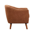 Mid Century Modern Accent Chair 1Pc Rust Hued Chenille Fabric Upholstered Channel Stitched Back Brown Legs Solid Wood Furniture Rust Primary Living Space Mid Century Modern Solid Wood