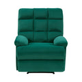 Reclining Chair Green Velvet Upholstery Square Tufted Back Pillowtop Arms Solid Wood Furniture Modern Living Room Recliner 1Pc Green Velvet Wood Primary Living Space Cushion Back Modern Pillow Top Arms Velvet