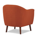Orange Fabric Upholstered Accent Chair 1Pc Espresso Finish Legs Button Tufted Solid Wood Furniture Living Room Chair Orange Primary Living Space Mid Century Modern,Retro Solid Wood