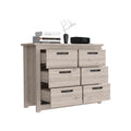Becca 6 Drawer Double Dresserfour Legs, Metal Hardware Light Gray Gray Drawer 5 Drawers & Above Bedroom Shelf Modern Particle Board Particle Board