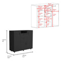 Letna Double Door Cabinet Dresser, Two Drawers, Four Interior Shelves, Three Cabinets With Door, Rod Black Black Particle Board Particle Board