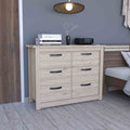 Becca 6 Drawer Double Dresserfour Legs, Metal Hardware Light Gray Gray Drawer 5 Drawers & Above Bedroom Shelf Modern Particle Board Particle Board