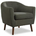 Gray Fabric Upholstered Accent Chair 1Pc Espresso Finish Legs Button Tufted Solid Wood Furniture Living Room Chair Gray Primary Living Space Mid Century Modern,Retro Solid Wood