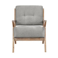 Modern Tufted Back Accent Chair 1Pc Gray Upholstery Antique Finish Solid Rubberwood Unique Design Furniture Gray Primary Living Space Modern,Rustic Rubberwood Solid Wood