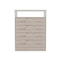 Peru L Four Drawer Dresser, Superior Top, One Open Shelf Light Gray White Gray Drawer 4 Drawers Bedroom Shelf Modern Particle Board Particle Board
