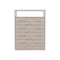 Peru L Four Drawer Dresser, Superior Top, One Open Shelf Light Gray White Gray Bedroom Modern Particle Board Particle Board