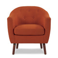 Orange Fabric Upholstered Accent Chair 1Pc Espresso Finish Legs Button Tufted Solid Wood Furniture Living Room Chair Orange Primary Living Space Mid Century Modern,Retro Solid Wood