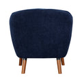 Mid Century Modern Accent Chair 1Pc Blue Chenille Fabric Upholstered Channel Stitched Back Brown Legs Solid Wood Furniture Blue Primary Living Space Mid Century Modern Solid Wood