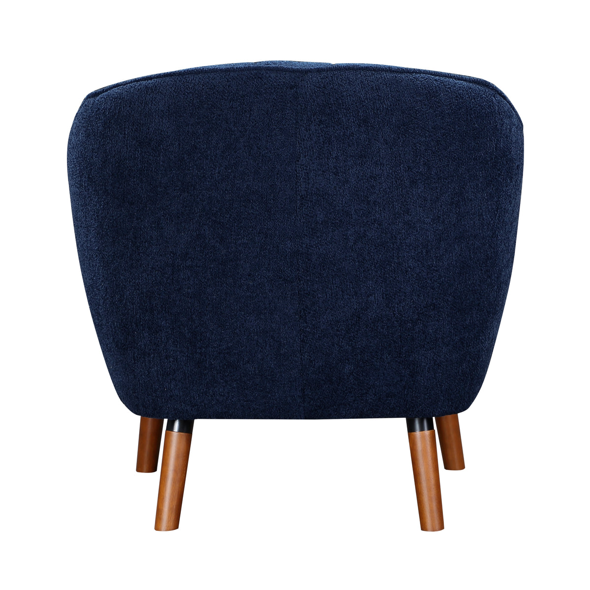 Mid Century Modern Accent Chair 1Pc Blue Chenille Fabric Upholstered Channel Stitched Back Brown Legs Solid Wood Furniture Blue Primary Living Space Mid Century Modern Solid Wood
