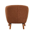 Mid Century Modern Accent Chair 1Pc Rust Hued Chenille Fabric Upholstered Channel Stitched Back Brown Legs Solid Wood Furniture Rust Primary Living Space Mid Century Modern Solid Wood