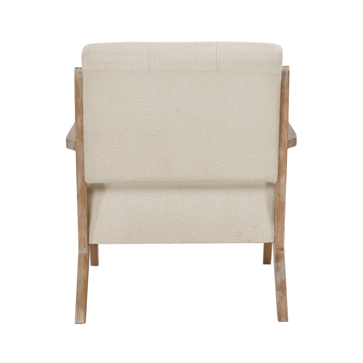 Modern Tufted Back Accent Chair 1Pc Sand Hued Fabric Upholstery Antique Finish Solid Rubberwood Unique Design Furniture Sand Primary Living Space Modern,Rustic Rubberwood Solid Wood