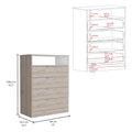 Peru L Four Drawer Dresser, Superior Top, One Open Shelf Light Gray White Gray Drawer 4 Drawers Bedroom Shelf Modern Particle Board Particle Board