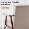 Mid Century Modern Chair, Living Room Chair With Solid Wood Frame, Accent Chair Extra Thick Backrest, Wingback Chair For Bedroom, Reading Room, Living Room, Lounge Chair Indoor Light Camel Primary Living Space Mid Century Modern Foam Fabric