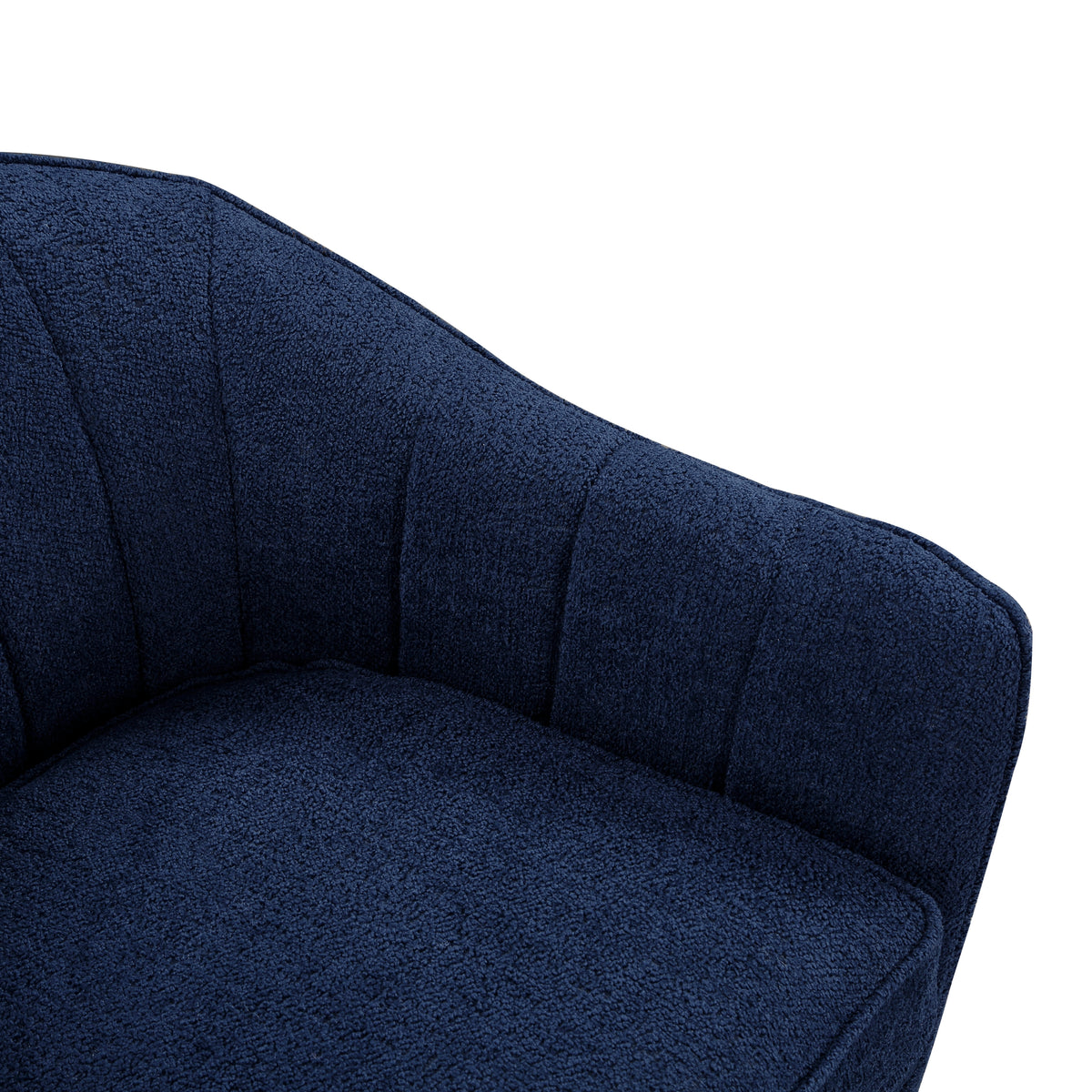 Mid Century Modern Accent Chair 1Pc Blue Chenille Fabric Upholstered Channel Stitched Back Brown Legs Solid Wood Furniture Blue Primary Living Space Mid Century Modern Solid Wood