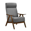 Modern Accent Chair 1Pc Gray High Back Chair Cushion Seat And Back Walnut Finish Solid Wood Living Room Furniture Gray Primary Living Space Modern,Traditional Rubberwood Solid Wood