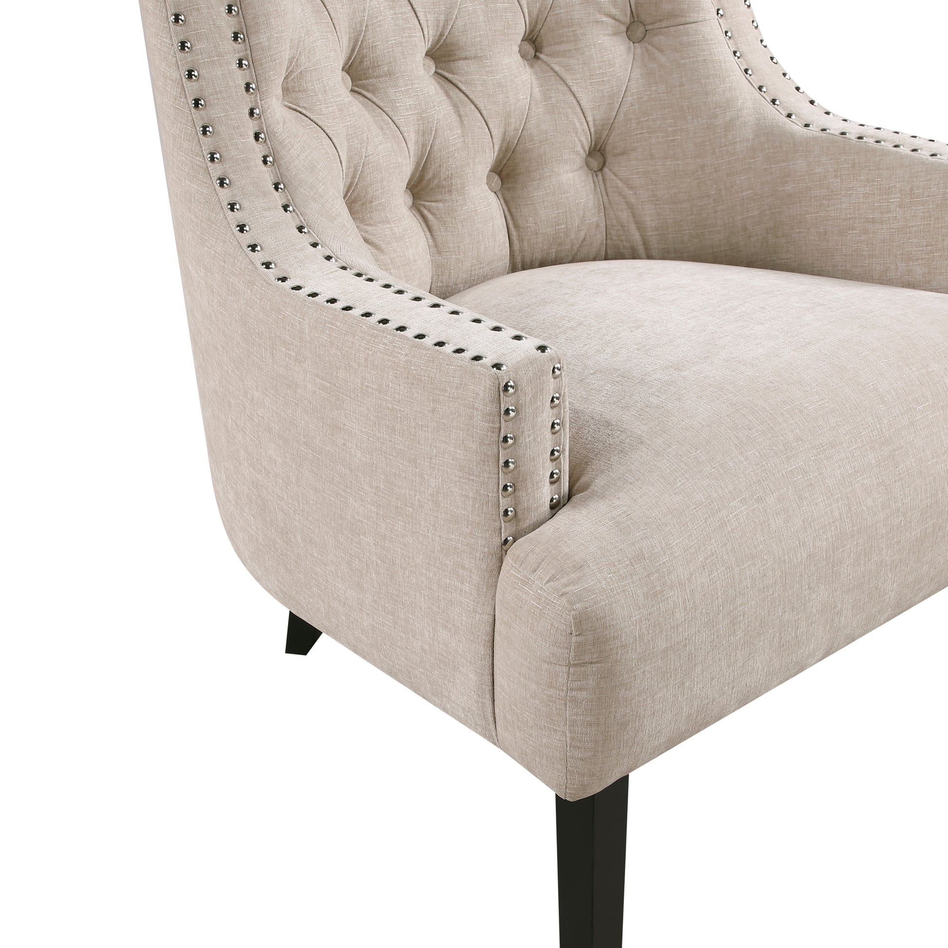 Modern Traditional Accent Chair Chenille Upholstery Button Tufted Solid Wood 1Pc Living Room Furniture Beige Multi Primary Living Space Modern,Traditional Solid Wood