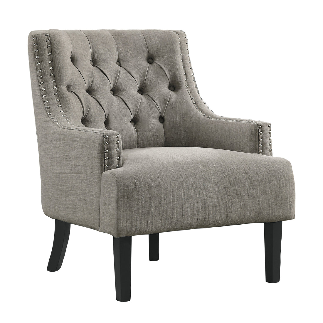 Modern Traditional Accent Chair Button Tufted Taupe Fabric Upholstery Solid Wood 1Pc Living Room Furniture Taupe Primary Living Space Modern,Traditional Solid Wood