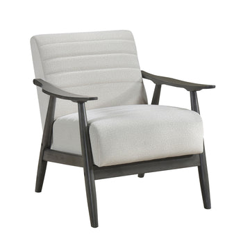 Casual Transitional Accent Chair 1Pc Pearl Hued Fabric Upholstery Dark Gray Frame Solid Wood Living Room Furniture Off White Casual,Transitional Solid Wood