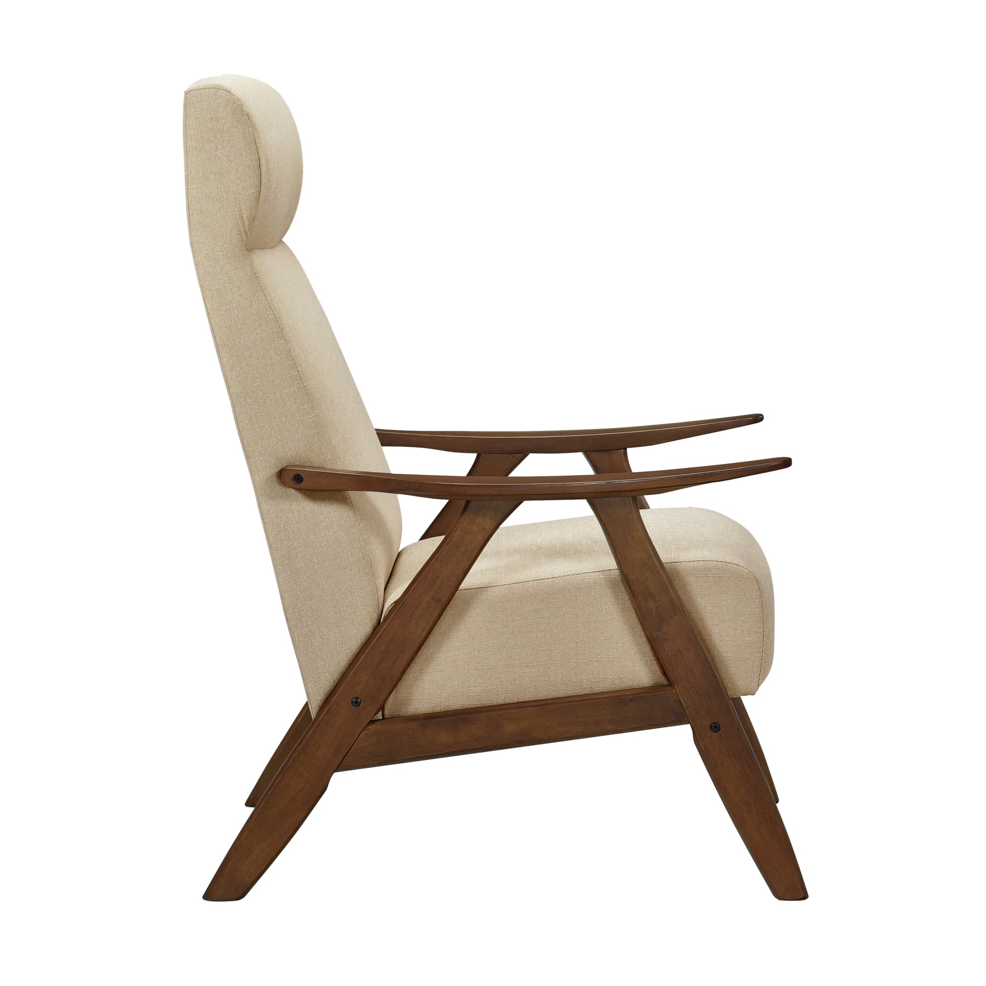 Modern Accent Chair 1Pc Light Brown High Back Chair Cushion Seat And Back Walnut Finish Solid Wood Living Room Furniture Light Brown Primary Living Space Modern,Traditional Rubberwood Solid Wood