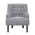 Modern Traditional Accent Chair Gray Chenille Upholstery Button Tufted Solid Wood 1Pc Living Room Furniture Gray Primary Living Space Modern,Traditional Solid Wood