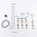 Bridge Dual Handles Kitchen Faucet With Pull Out Side Spray In Chrome Brass