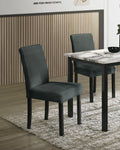 Charcoal Finish Wool Fabric Chairs Faux Marble Top Table 5Pc Dining Set Kitchen Dinette Cushions Upholstered 4X Chairs Dining Room Upholstered Chair Wood Charcoal Solid Back Seats 4 Wood Dining Room Contemporary,Modern,Transitional 4 Leg Rectangular Mdf