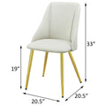 White And Gold Tight Back Side Chairs Set Of 2 Solid White Dining Room Foam Rectangular Glam,Mid Century Modern Side Chair Solid Back Set Of 2 Faux Leather