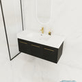 48 Inch Wall Mounted Bathroom Vanity With Sink, Thick Edged Resin Basin, Kd Package Black Chestnut 3 Bathroom Wall Mounted Modern Plywood