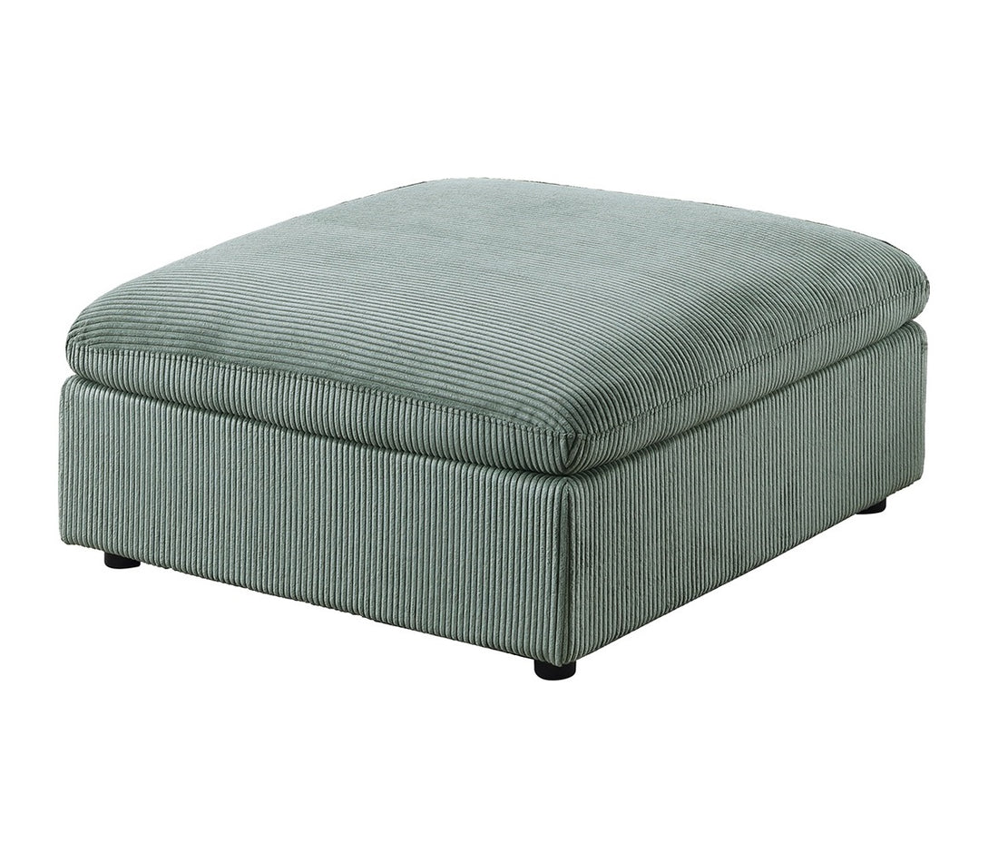 Contemporary Living Room Furniture Ottoman Sage Color Corduroy 1Pc Soft Cushion Ottoman Wood Legs Sage Primary Living Space Solid Contemporary,Modern Square Corduroy