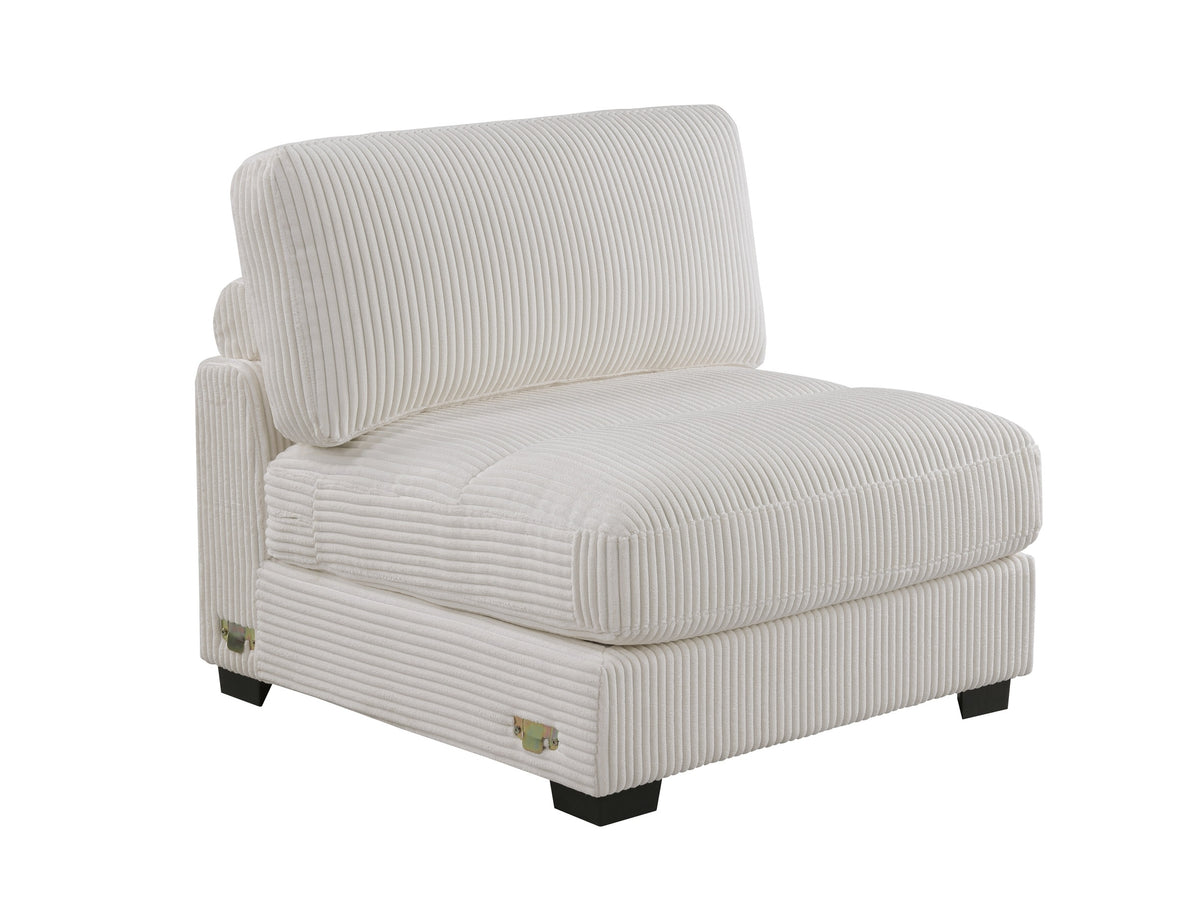 Living Room Furniture Armless Chair Beige Wide Welt Corduroy 1Pc Armless Chair Soft Cushion Wood Legs Beige Primary Living Space Contemporary,Modern Corduroy