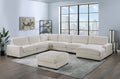 Living Room Furniture Ottoman Beige Wide Welt Corduroy 1Pc Soft Cushion Cocktail Ottoman Wood Legs Beige Primary Living Space Solid Contemporary,Modern Square Corduroy