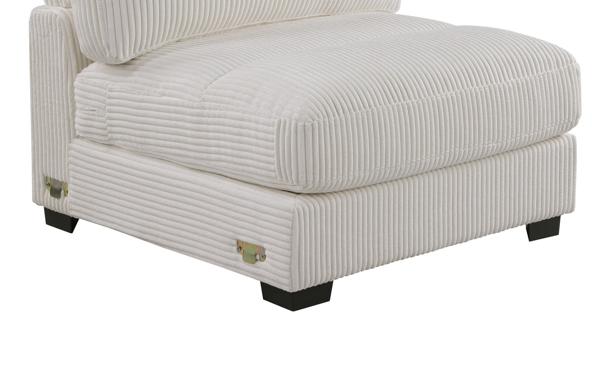 Living Room Furniture Armless Chair Beige Wide Welt Corduroy 1Pc Armless Chair Soft Cushion Wood Legs Beige Primary Living Space Contemporary,Modern Corduroy