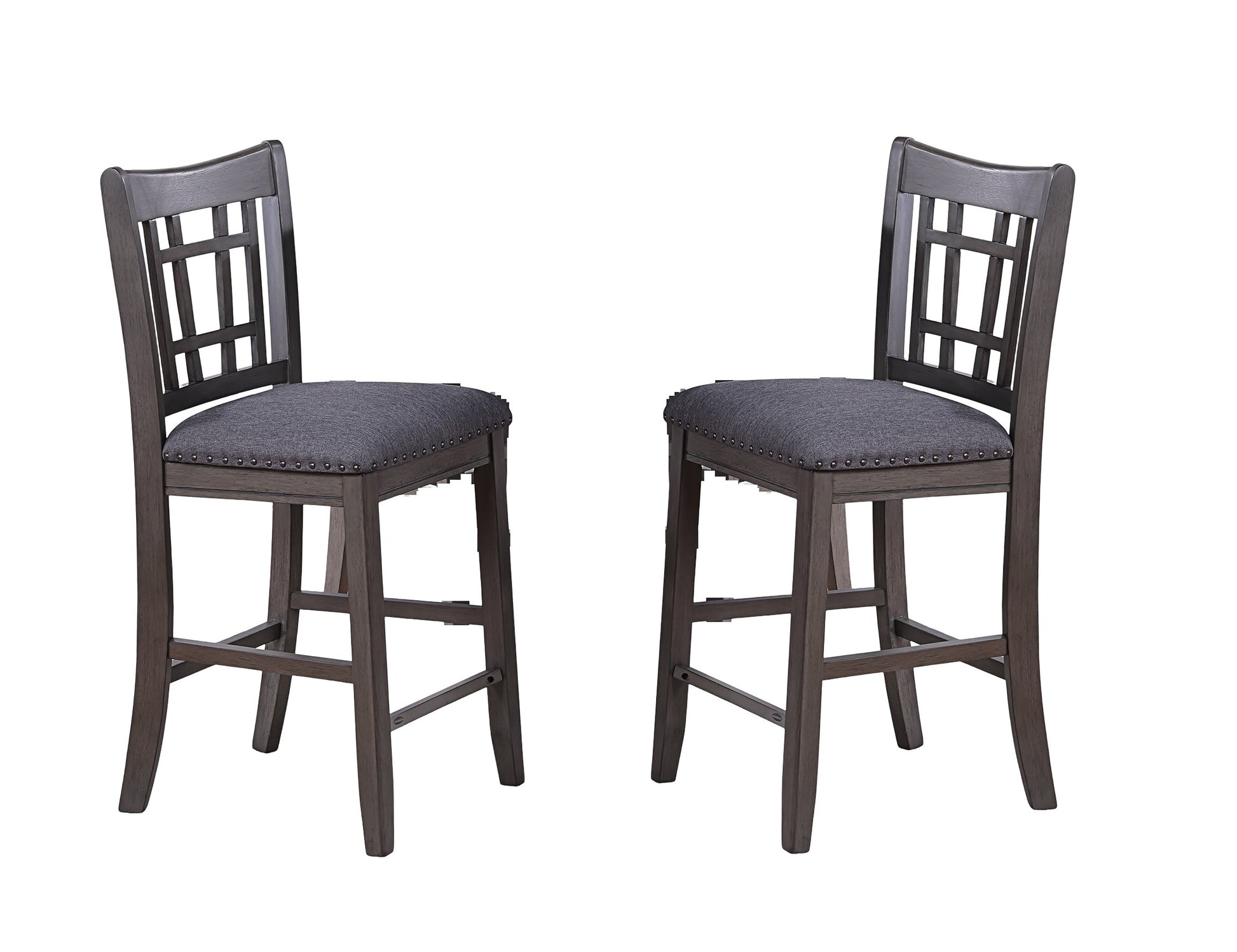 Contemporary Dining Room Counter Height 5Pc Dining Set Round Table W Leaf And 4X Side Chairs Gray Finish Solid Wood Light Brown Wood Dining Room Solid Wood Rubberwood Round Dining Table With Chair Wood Wood Gray Seats 4 42 Inches Drop Leaf