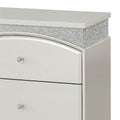 Platinum 2 Drawer Nightstand Silver 2 Drawers Bedroom Rectangle Glam Poplar Felt Lined Drawers Silver Wood