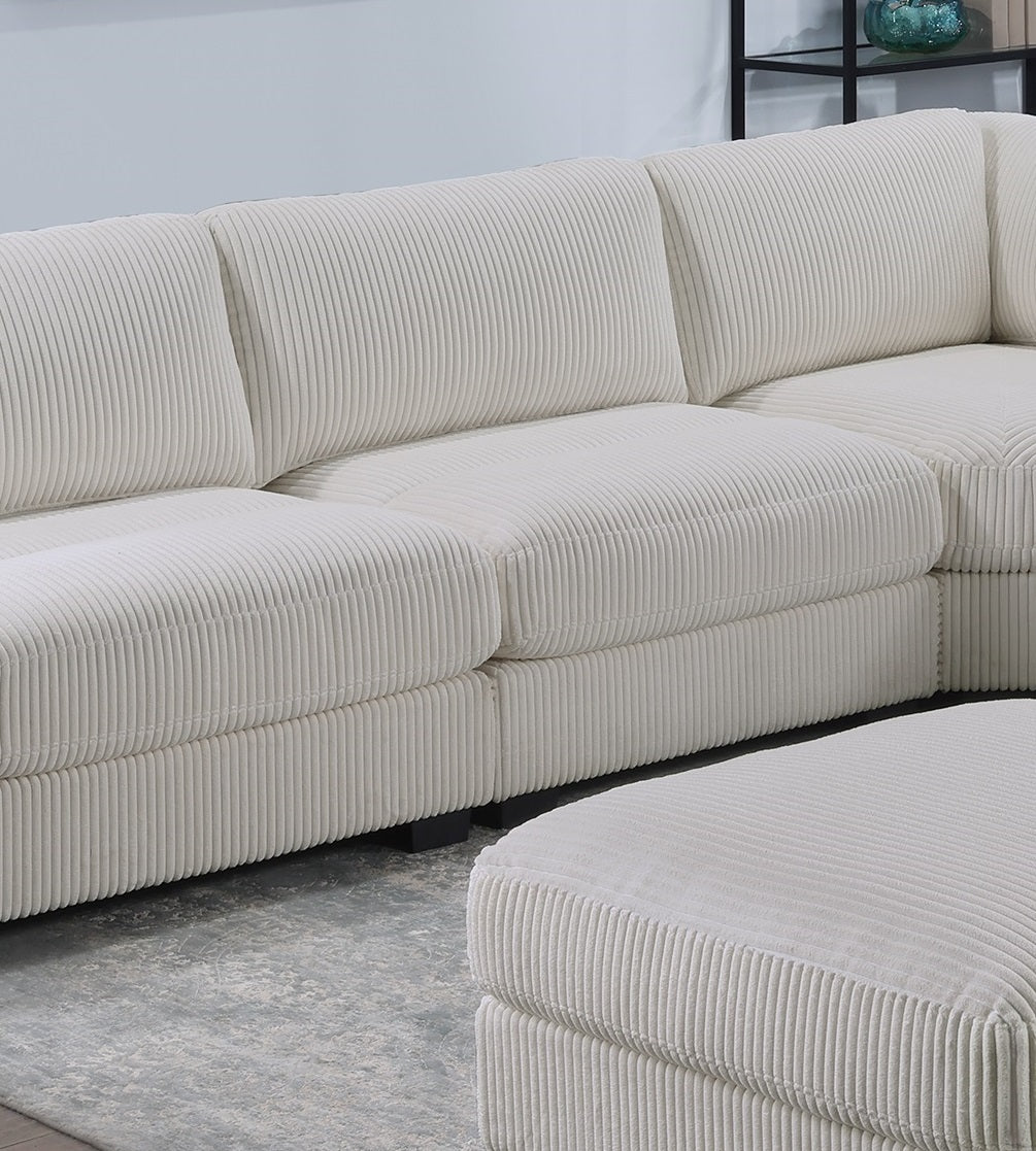Living Room Furniture Armless Chair Beige Wide Welt Corduroy 1Pc Armless Chair Soft Cushion Wood Legs Beige Primary Living Space Contemporary,Modern Corduroy