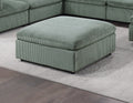Contemporary Living Room Furniture Ottoman Sage Color Corduroy 1Pc Soft Cushion Ottoman Wood Legs Sage Primary Living Space Solid Contemporary,Modern Square Corduroy