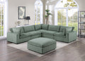 Contemporary Living Room Furniture Ottoman Sage Color Corduroy 1Pc Soft Cushion Ottoman Wood Legs Sage Primary Living Space Solid Contemporary,Modern Square Corduroy