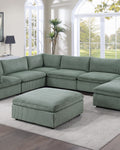 Contemporary Living Room Furniture Ottoman Sage Color Corduroy 1Pc Soft Cushion Ottoman Wood Legs Sage Primary Living Space Solid Contemporary,Modern Square Corduroy